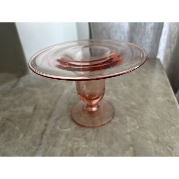 Vintage Pink Depression Glass Compote Dish Pedestal Stand - Picture 9 of 16